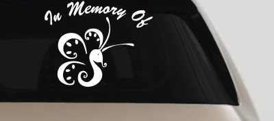 In Memory Of Butterfly Car or Truck Vinyl Window Decal Sticker