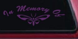 In Memory Of Butterfly Butterflies Car or Truck Window Decal Sticker (Violet)
