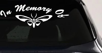 In Memory Of Butterfly Car or Truck Vinyl Window Decal Sticker (White)