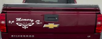 In Memory Of Butterfly Car or Truck Vinyl Window Decal Sticker (White)