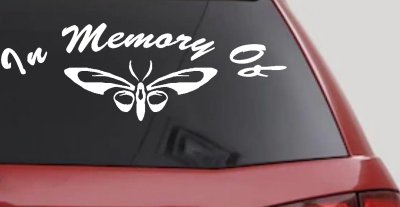 In Memory Of Butterfly Car or Truck Vinyl Window Decal Sticker