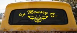 In Memory Of Butterfly Car or Truck Vinyl Window Decal Sticker (Yellow)