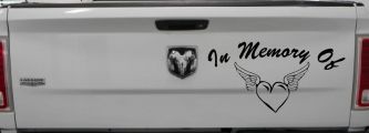 In Memory Of Heart With Wings Christian Car or Truck Window Decal Sticker (Black)