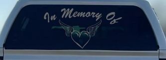 In Memory Of Heart With Wings Christian Car or Truck Window Decal Sticker (Silver)
