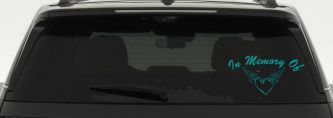 In Memory Of Heart With Wings Christian Car or Truck Window Decal Sticker (Turquoise)