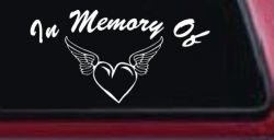 In Memory Of Heart With Wings Christian Car or Truck Window Decal Sticker