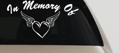 In Memory Of Heart With Wings Car or Truck Vinyl Window Decal Sticker