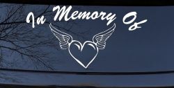In Memory Of Heart With Wings Christian Car or Truck Window Decal Sticker