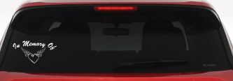 In Memory Of Heart With Wings Car or Truck Vinyl Window Decal Sticker (White)