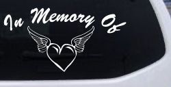 In Memory Of Heart With Wings Christian Car or Truck Window Decal Sticker