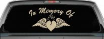 In Memory Of Heart With Wings Christian Car or Truck Window Decal Sticker (Desert Sand)
