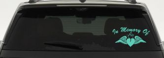 In Memory Of Heart With Wings Christian Car or Truck Window Decal Sticker (Mint)