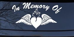 In Memory Of Heart With Wings Christian Car or Truck Window Decal Sticker