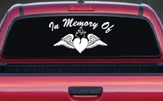 In Memory Of Heart With Wings Christian Car or Truck Window Decal Sticker
