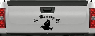 In Memory Of Dove Christian Car or Truck Window Decal Sticker (Black)