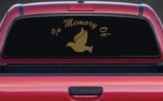 In Memory Of Dove Christian Car or Truck Window Decal Sticker (Gold)
