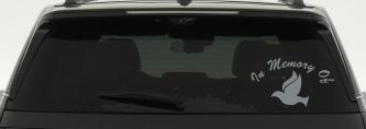 In Memory Of Dove Christian Car or Truck Window Decal Sticker (Telegrey)