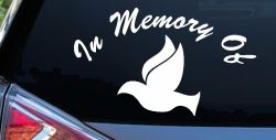 In Memory Of Dove Christian Car or Truck Window Decal Sticker