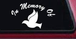 In Memory Of Dove Christian Car or Truck Window Decal Sticker