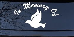In Memory Of Dove Christian Car or Truck Window Decal Sticker
