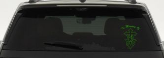 In Memory Of Rose and Cross Christian Car or Truck Window Decal Sticker (Lime)