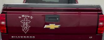 In Memory Of Rose and Cross Christian Car or Truck Window Decal Sticker (White)