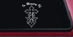 In Memory Of Rose and Cross Christian Car or Truck Window Decal Sticker