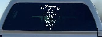In Memory Of Rose and Cross Christian Car or Truck Window Decal Sticker