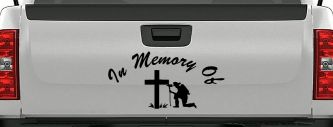 In Memory Of Fireman Christian Car or Truck Window Decal Sticker (Black)