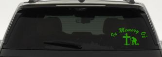In Memory Of Fireman Christian Car or Truck Window Decal Sticker (Lime)