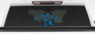 In Memory Of Fireman Christian Car or Truck Window Decal Sticker (Sky Blue)