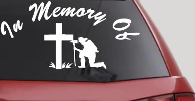 In Memory Of Fireman at Cross Car or Truck Vinyl Window Decal Sticker