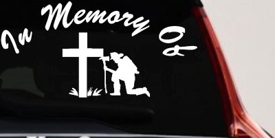 In Memory Of Fireman at Cross Car or Truck Vinyl Window Decal Sticker