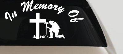 In Memory Of Fireman at Cross Car or Truck Vinyl Window Decal Sticker