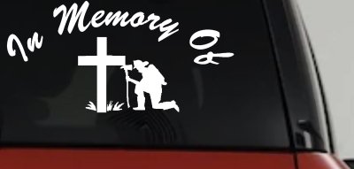 In Memory Of Fireman at Cross Car or Truck Vinyl Window Decal Sticker
