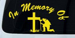 In Memory Of Fireman Christian Car or Truck Window Decal Sticker (Yellow)
