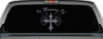 In Memory Of Cross with Wings Christian Car or Truck Window Decal Sticker (Silver)
