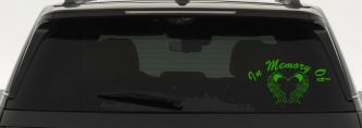 In Memory Of Heart With Wings Christian Car or Truck Window Decal Sticker (Lime)