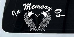 In Memory Of Heart With Wings Christian Car or Truck Window Decal Sticker