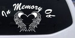 In Memory Of Heart With Wings Christian Car or Truck Window Decal Sticker