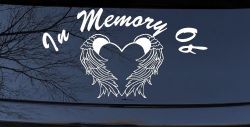 In Memory Of Heart With Wings Christian Car or Truck Window Decal Sticker