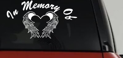In Memory Of Heart With Wings Christian Car Truck Window Vinyl Decal Sticker