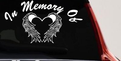 In Memory Of Heart With Wings Christian Car Truck Window Vinyl Decal Sticker