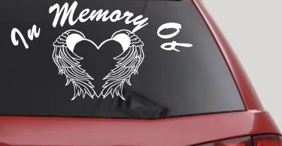 In Memory Of Heart With Wings Christian Car Truck Window Vinyl Decal Sticker