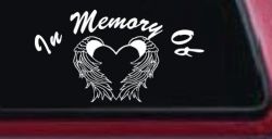 In Memory Of Heart With Wings Christian Car or Truck Window Decal Sticker