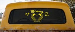 In Memory Of Heart With Wings Christian Car or Truck Window Decal Sticker (Yellow)
