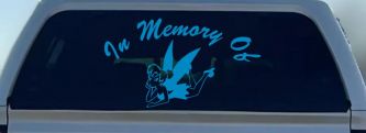 In Memory Of Tinkerbell Cartoons Car or Truck Window Decal Sticker (Blue)