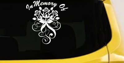 In Memory Of Roses Car Truck Window Vinyl Decal Sticker Remembrance