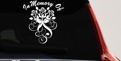 In Memory Of Roses Car Truck Window Vinyl Decal Sticker Remembrance