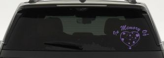 In Memory Of Hearts Car or Truck Window Decal Sticker (Purple)